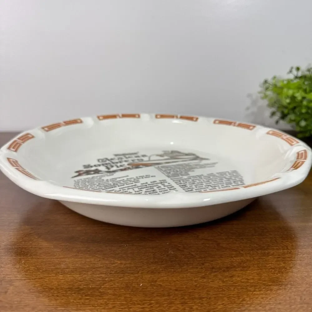 Watkins Mexican Sombrero Pie Recipe Ceramic Pie Plate Vintage USA 1983
